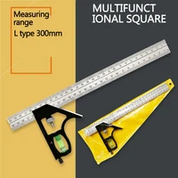 Steel ruler multifunctional combination angle ruler horizontal movable angle ruler right angle corner ruler 300mm 1
