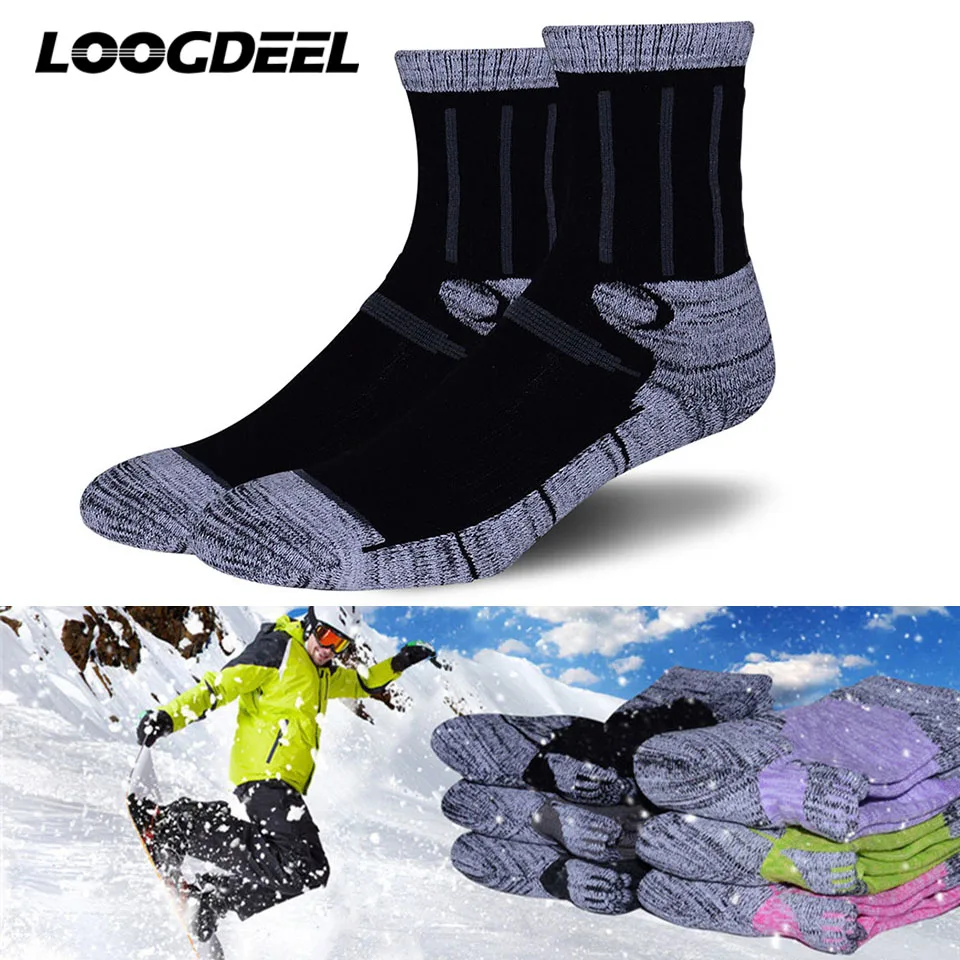 

Loogdeel Men Women Winter Outdoor Sports Skiing Socks Snowboard Mountaineering Thicken Warmth Moisture Wicking Terry Socks