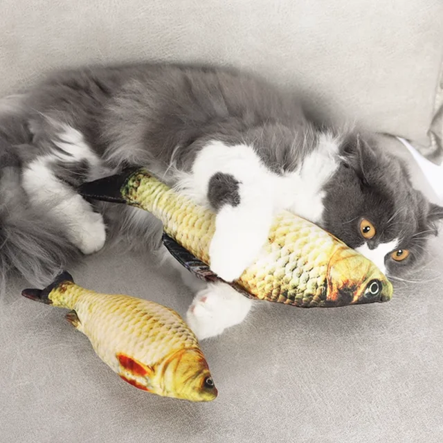 Plush Fish Throw Pillow Catnip Cat Toy