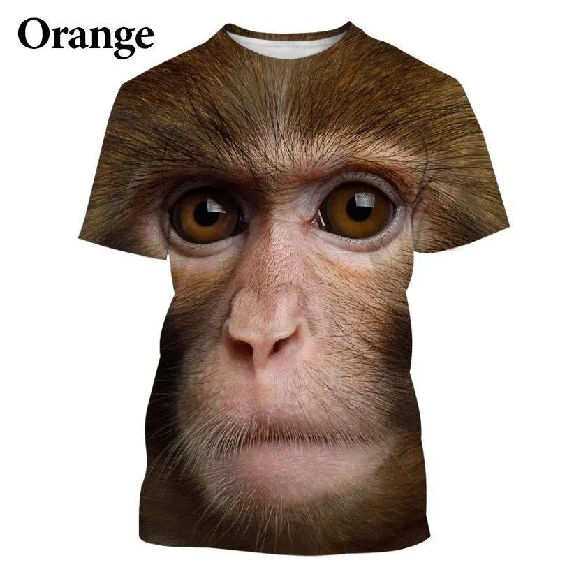 

2024 Fashion New Orangutan Monkey T-shirt 3D Printed Fun Funny Animal Hip Hop Personality T-shirt Plus Size Loose Top