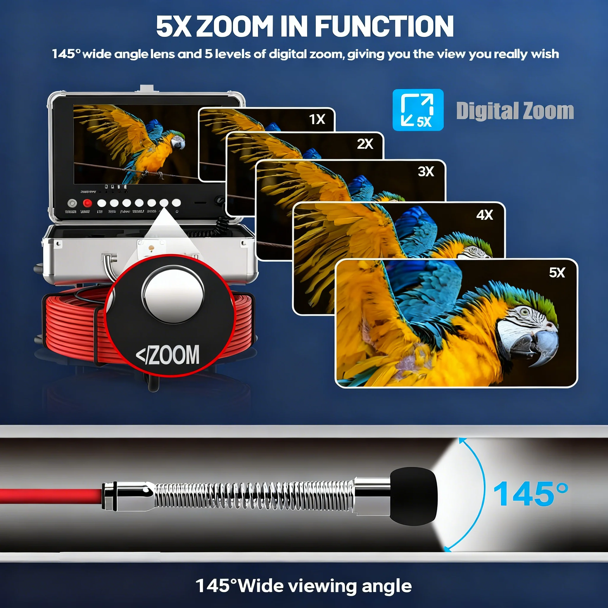 Sewer Inspection Camera, Self-Leveling Sewer Camera with 512HZ Locator, 17/23MM Endoscop Camera with 12 LEDs ,10/20/30/50M Cable 4