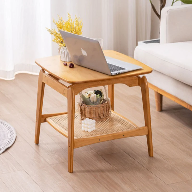 Bamboo Coffee Table Square Sofa Side Tables for Living Room Modern Bedside Table Creative Storage Center Tables Home Furniture