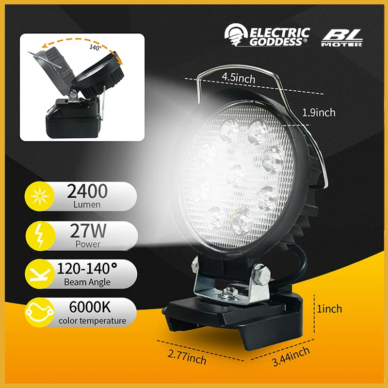 19.Electric Goddess Wireless Circular Light Outdoor Portable LED Home Work Light Low Voltage Camping Tool For Makita 18V Battery