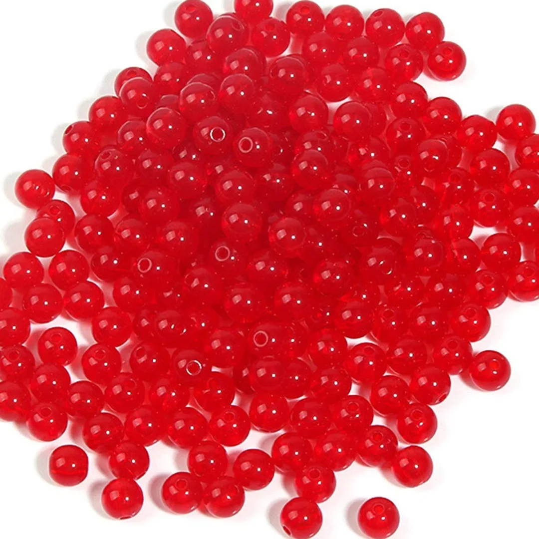 Vibrant Red and White Jelly Color Acrylic Beads for DIY and Festive Decorations