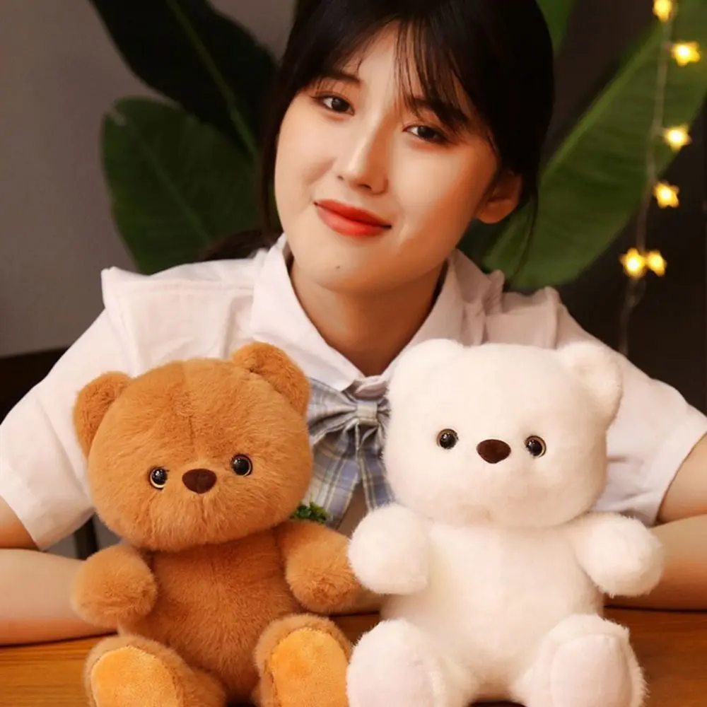 

Cartoon Animal Little Bear Plush Doll 3D Eyes Sitting Bear Plush Toy 25cm Brown/White Bear Stuffed Toy Girls