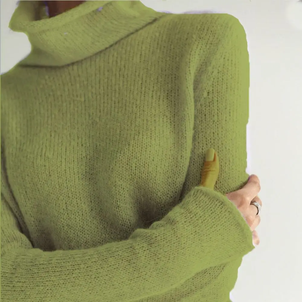 Modische Gestrickte Schicke Pullover mit Lochmuster Lässiger Rollkragen-Pullover Weicher Basis-Stil Pullover für Reisen – Detail 11