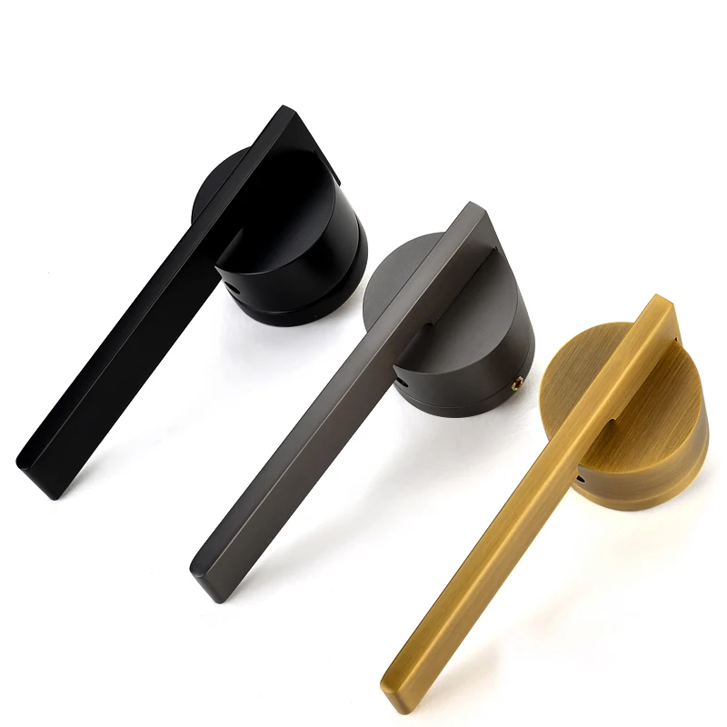 

Golden Simple Back Thickening Door Locks Set Copper Cylinder Door Pull Handle With Lock And Key