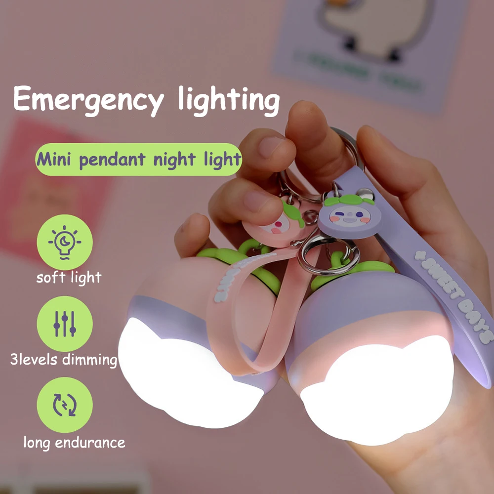 LED Mini Night Lamp Desktop Ornament Dimming Book Lights USB Charging Keychain Decoration Portable Emergency Light Creative Gift new creative night lights portable rechargeable led desk lamp bedroom desktop decoration square fun flip timing night light