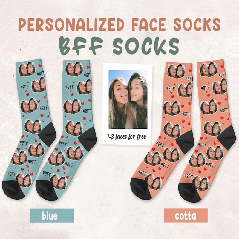 Personal Customized Avatar Printed Socks for Men Women Fashion Funny Cotton Long Socks for Children DIY Design Compression Socks