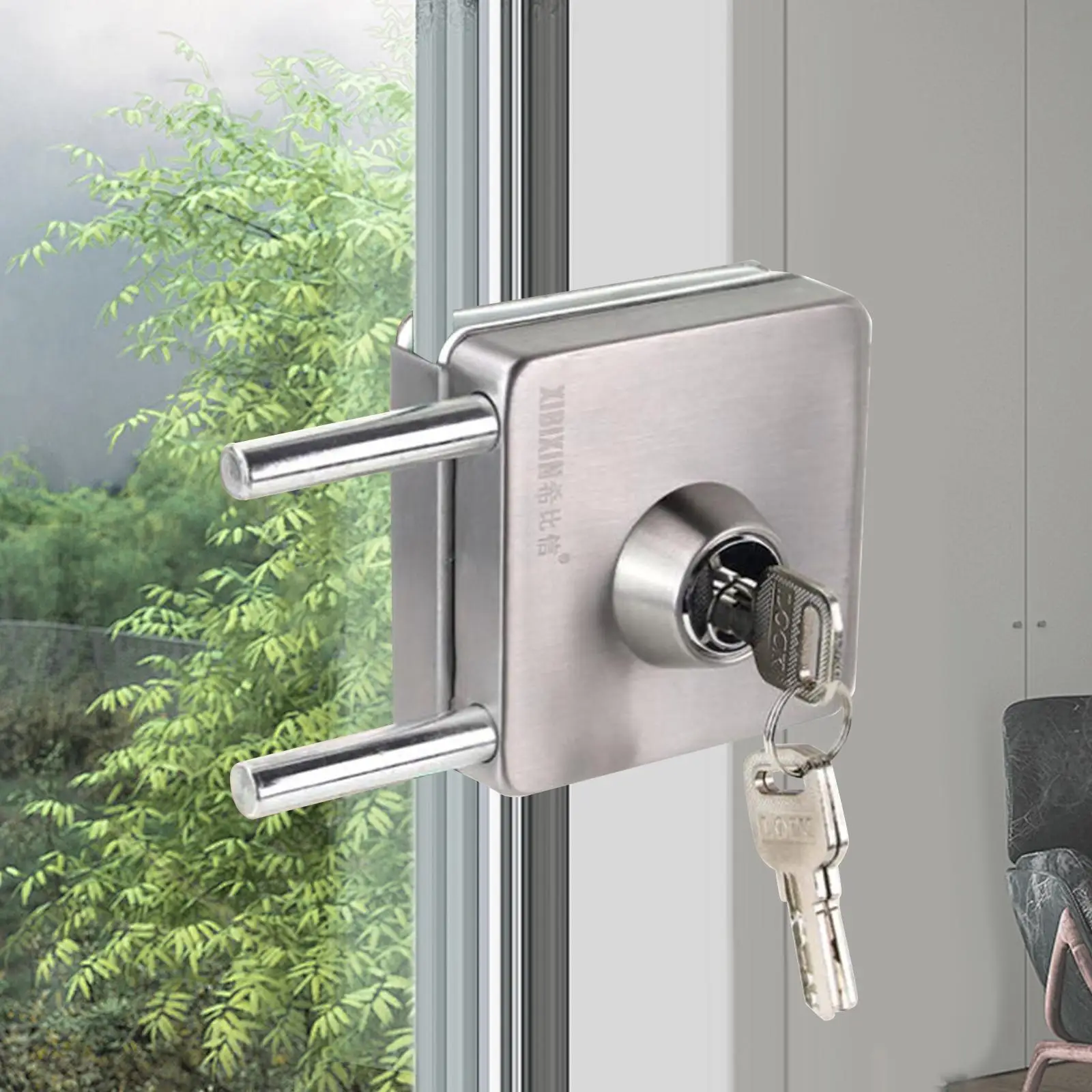 Glass Door Lock, Anti Lost Security Lock, Premium Push Sliding Gate Lock Office Glass Door Lock for 10-12mm Thick