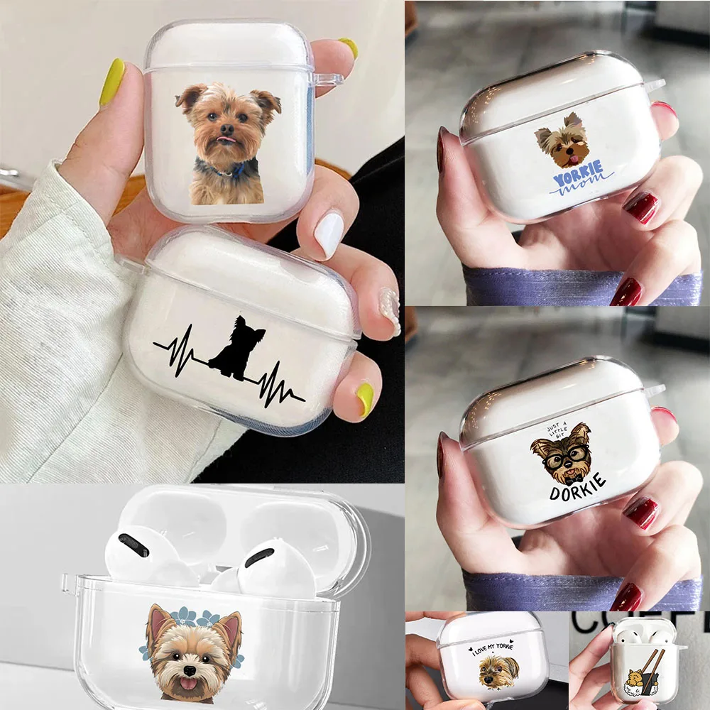 Cute Dog Yorkshire Airpod Custodie 3 Per 2 1 Pro Pods Gen Air Pods Pro2 Clear Cover Ceative Love Pet Auricolare Cartoon Box Coque
