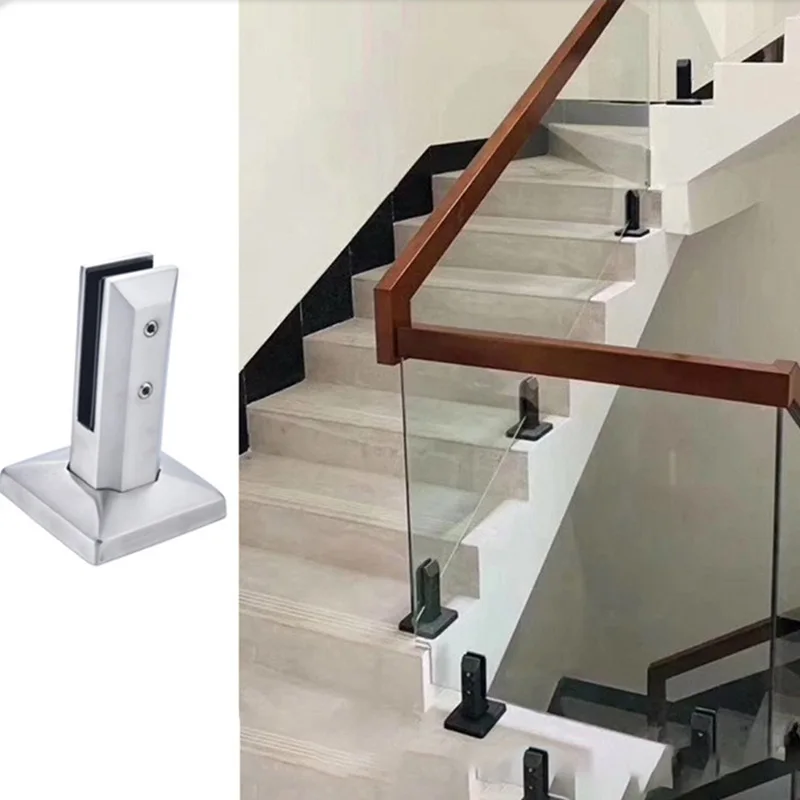 304 Stainless Steel Glass Clip Bathroom Swimming Pool Clip Non-punching Base Fixed Stairs Tempered Glass Clips shower room glass clamp