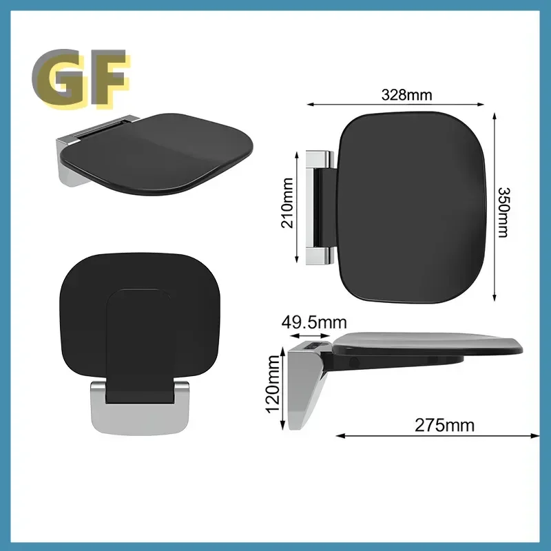 Folding Wall Hanging Urea Formaldehyde Bathroom Chair Shower Stool Entrance Bathroom Invisible Shower Chair Shoe Changing Stool 3