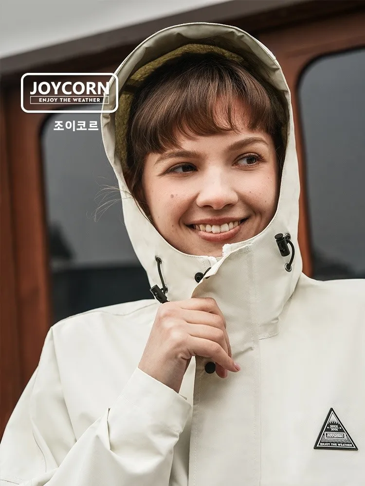조이콘 방수 아웃도어 윈드브레이커 롱 배트윙 슬리브 레인코트 하이킹 스포츠 여성용 폴리에스터 섬유 후드 재킷