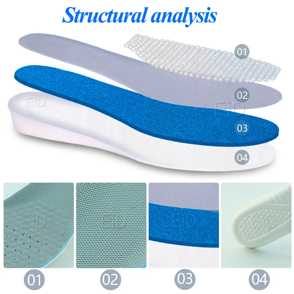 Unsichtbare EVA Ultra Dünne Höhe Erhöhen Einlagen mit Atmungs Komfortable Polyester Boden Schuh Einlegesohle Höhe 1-3,5 cm Unisex – Detail 22