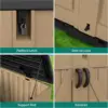 Large Outdoor Horizontal Storage Shed, 47 cu ft Resin Tool Shed w/o Shelf, Outdoor Waterproof Storage with Floor for Trash Cans 3