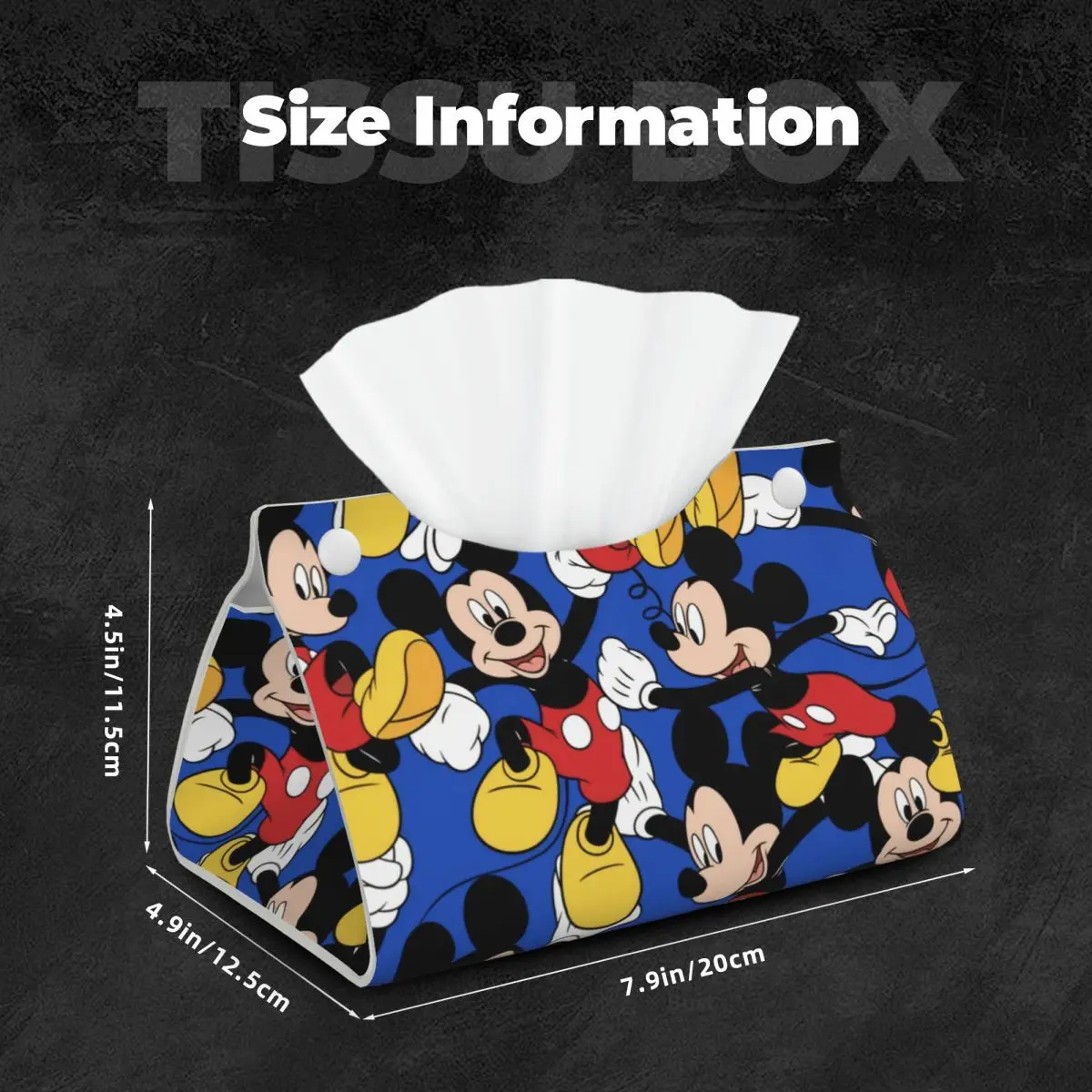Custom Minnie Mickey Mouse Tissue Box Holder Rectangular Cartoon PU Leather Facial Tissue Box Cover for Car Office 5