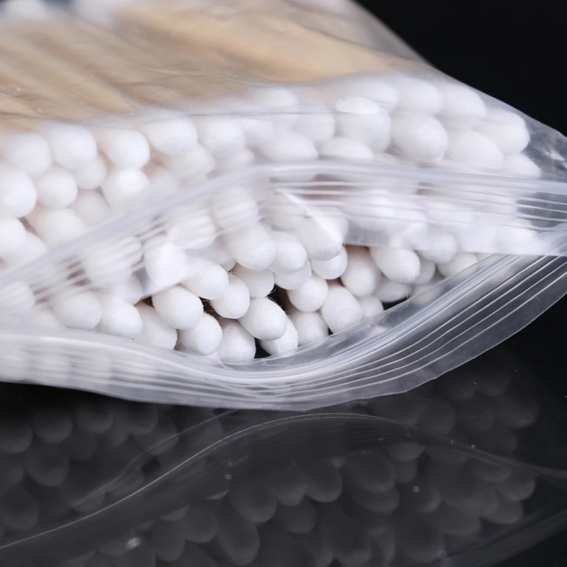 100Pcs 7.2cm Double Head Disposable Makeup Cotton Swab Soft Cotton Buds For Medical Wood Sticks Nose Ears Cleaning Tools