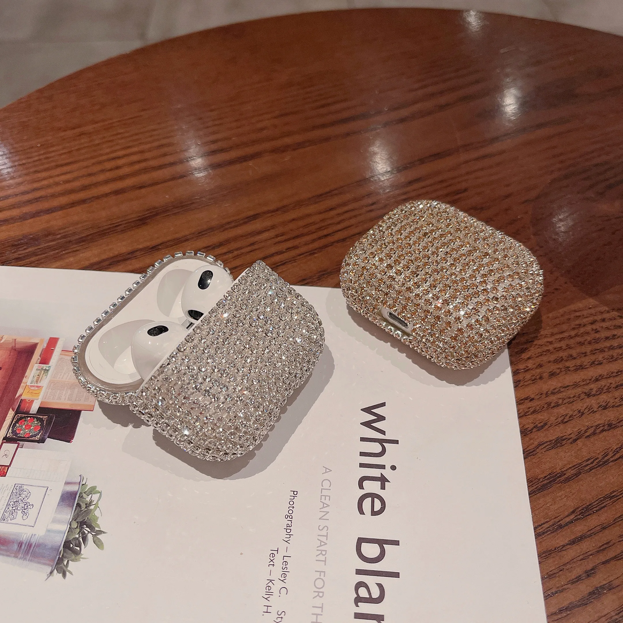 

Роскошные блестящие бриллиантовые блестящие жесткие фотообои для Airpods Pro 1 2 3 беспроводные Bluetooth-наушники аксессуары для airpods pro 2 Чехол