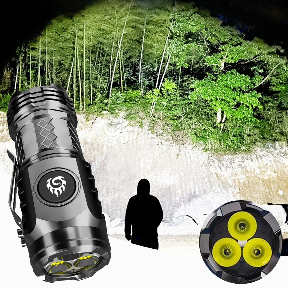 밝은 LED 손전등, 20W 고루멘 미니 손전등, 18350 배터리 컴팩트, 하이킹 탐험용 강력한 비상 손전등