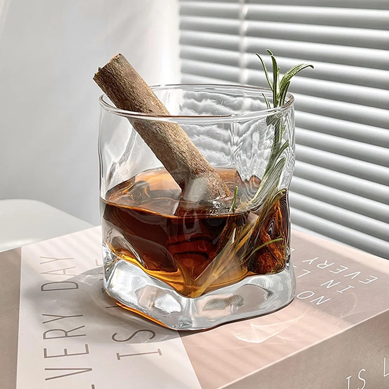 Edo Cut Bar Whiskey Glass Crumple Paper Bar Rock Cup Wine Cocktail Glasses Transparent Glass Wine