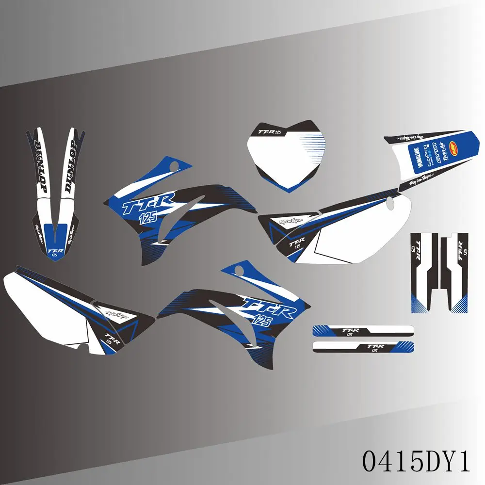 Per Yamaha Ttr 125 Ttr125 2008-2023 Decalcomanie Grafiche Complete Adesivi Sfondo Moto Nome Numero Personalizzato