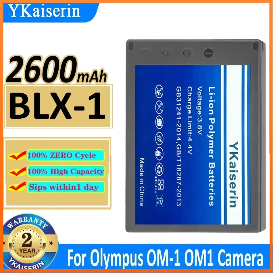 

YKaiserin BLX-1 BLX1 2600mAh Battery for Olympus OM-1 OM1 Camera High Capacity Portablet Batteries Warranty 2 Years + Track NO