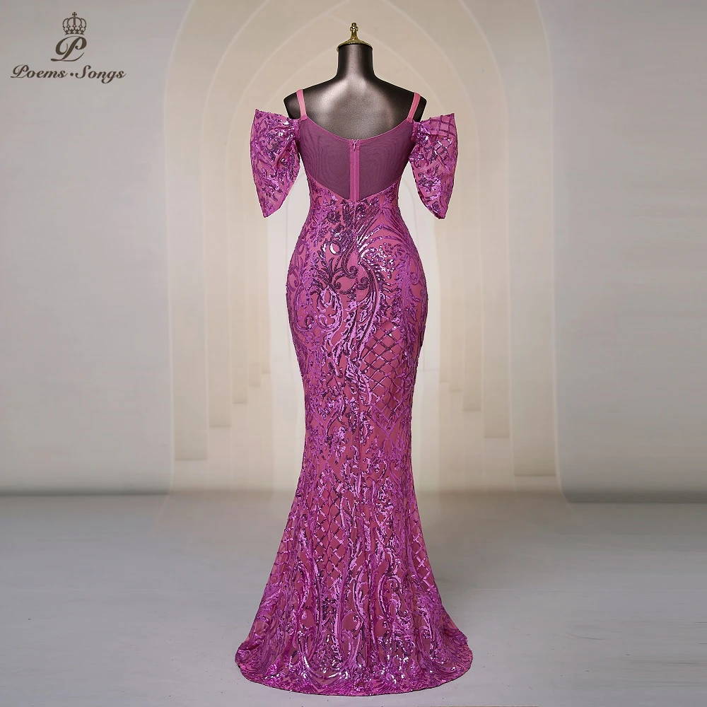 Sexy Ärmel Meerjungfrau Süßigkeiten Farbe Pailletten Abendkleider Ballkleider Hochzeits feier Maxi kleid Abendkleider Brautjungfer kleid