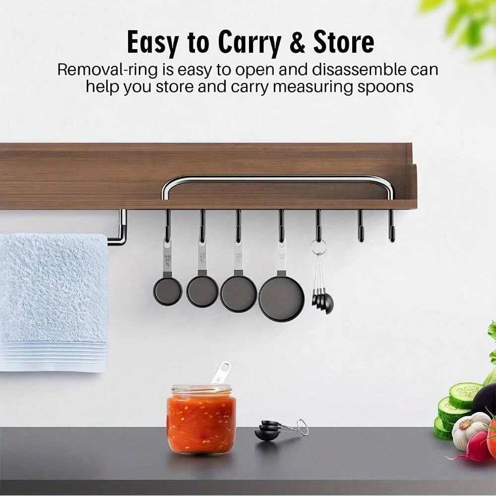 8Pcs Stackable Stainless Steel Measuring Cups Spoons Tablespoon Teaspoon with Plastic Head For Measuring Dry Liquid Ingredients kitchen measuring spoons measuring spoon set measuring cup and spoon set