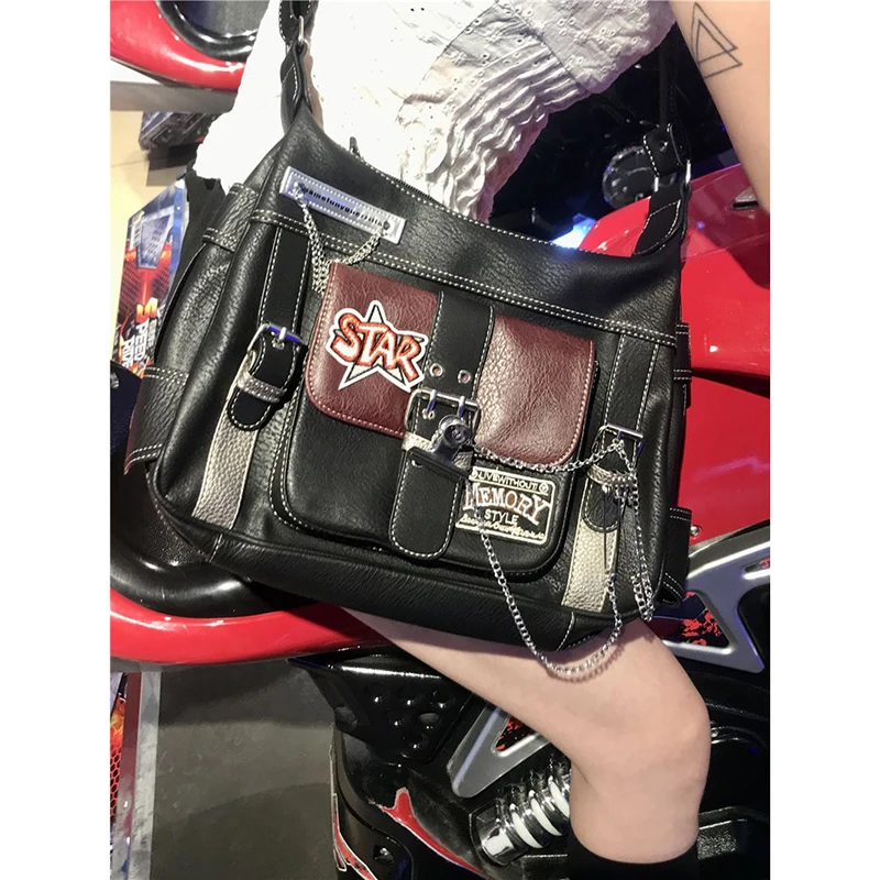 2023 Trendy Y2k Motor Bag Cool Girl Crossbody Bags Design Hiphop Rock Gothic  Shoulder Bag Underarm Large Capacity Long Strap - AliExpress