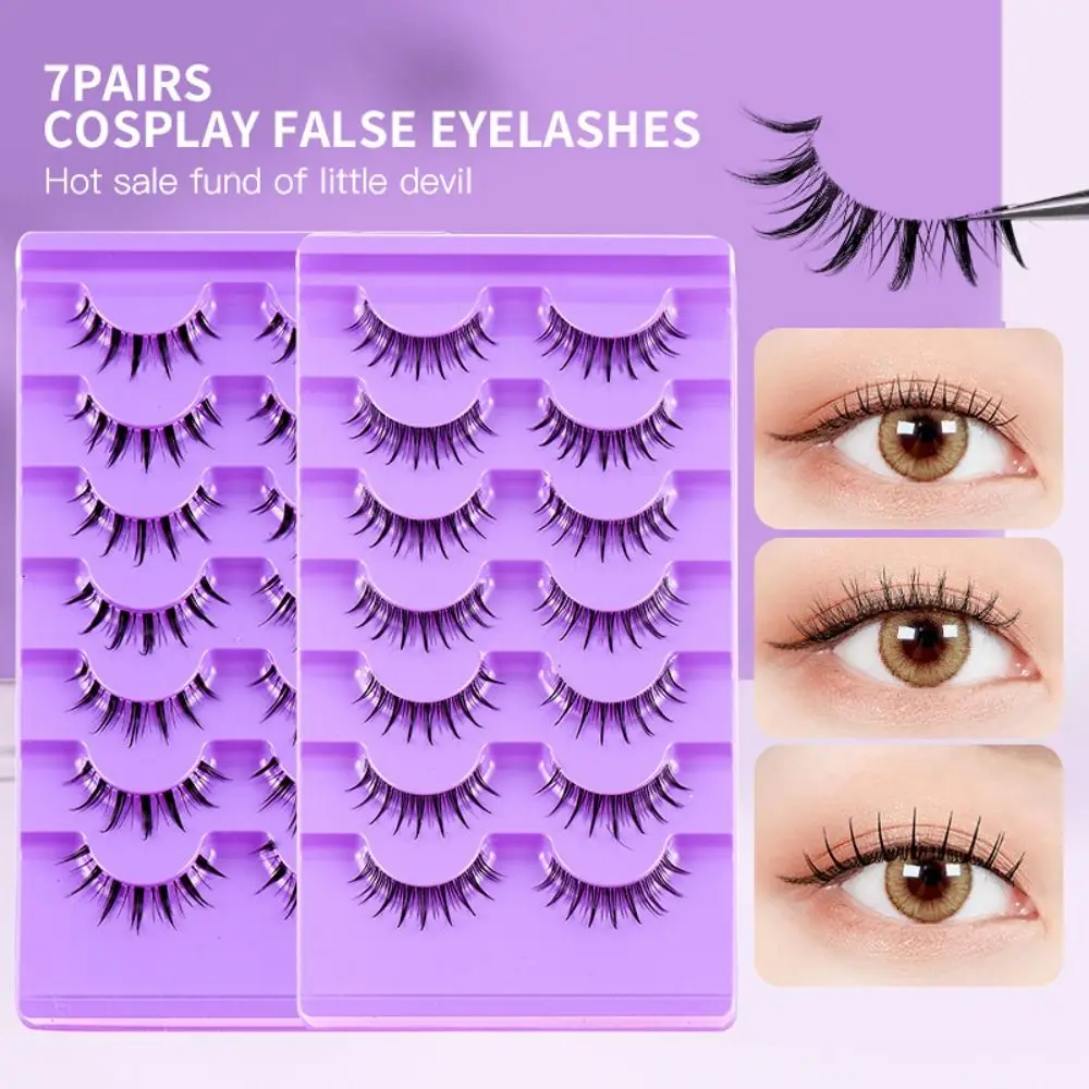 

7Pairs Manga Lashes Clear Band 3D False Mink Lashes Cat eye Eyelashes Natural Fluffy Lashes Soft Light Eyelashes Extension