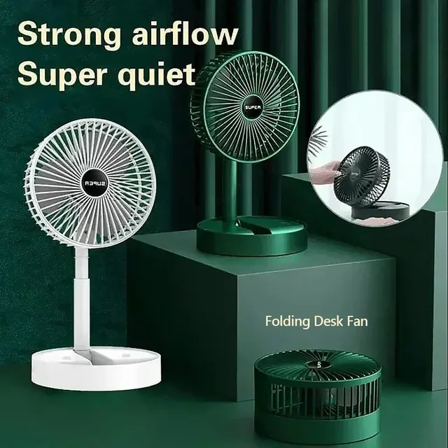 Ventilatore pieghevole portatile Mini ventilatore da supporto Altezza regolabile Ventilatore da tavolo muto Ventilatore di circolazione dell'aria Ventilatore da pavimento Regolazione a 3 velocità 1