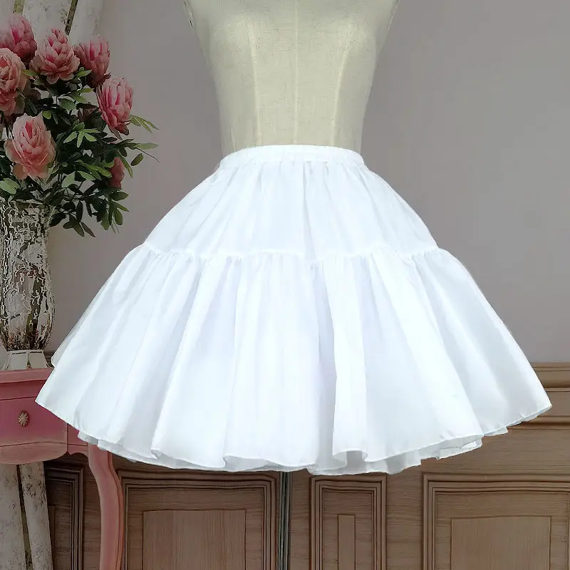 

45/50CM White Lolita Skirt Support Daily Cosplay Underskirt Soft Yarn Boneless Petticoat Crinoline Women A-line Puffy Tutu Skirt