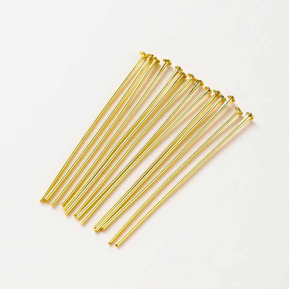 100 Stücke 16-50mm 14/18 Karat Reales Gold Messing Auge Flachkopf Pins Nadel Kugelkopf Pins Anhänger Anschlüsse Für Schmuck Machen Erkenntnisse – Detail 9