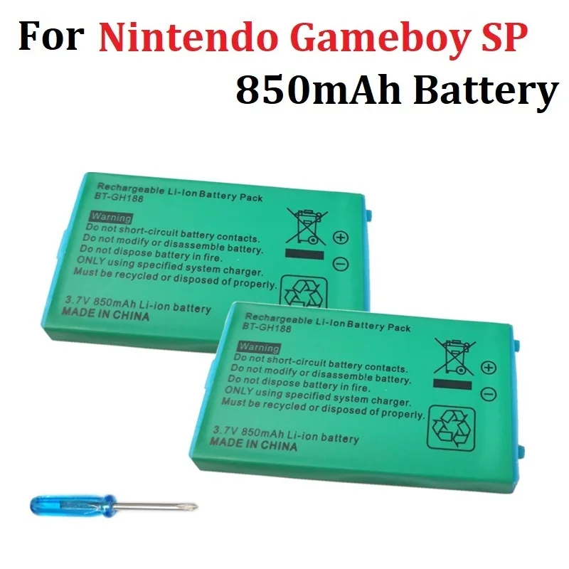 3.7v rechargeable 850mAh lithium battery Nintendo GBASP GameBoy Advance GBA SP lithium ion battery game console battery replacement battery
