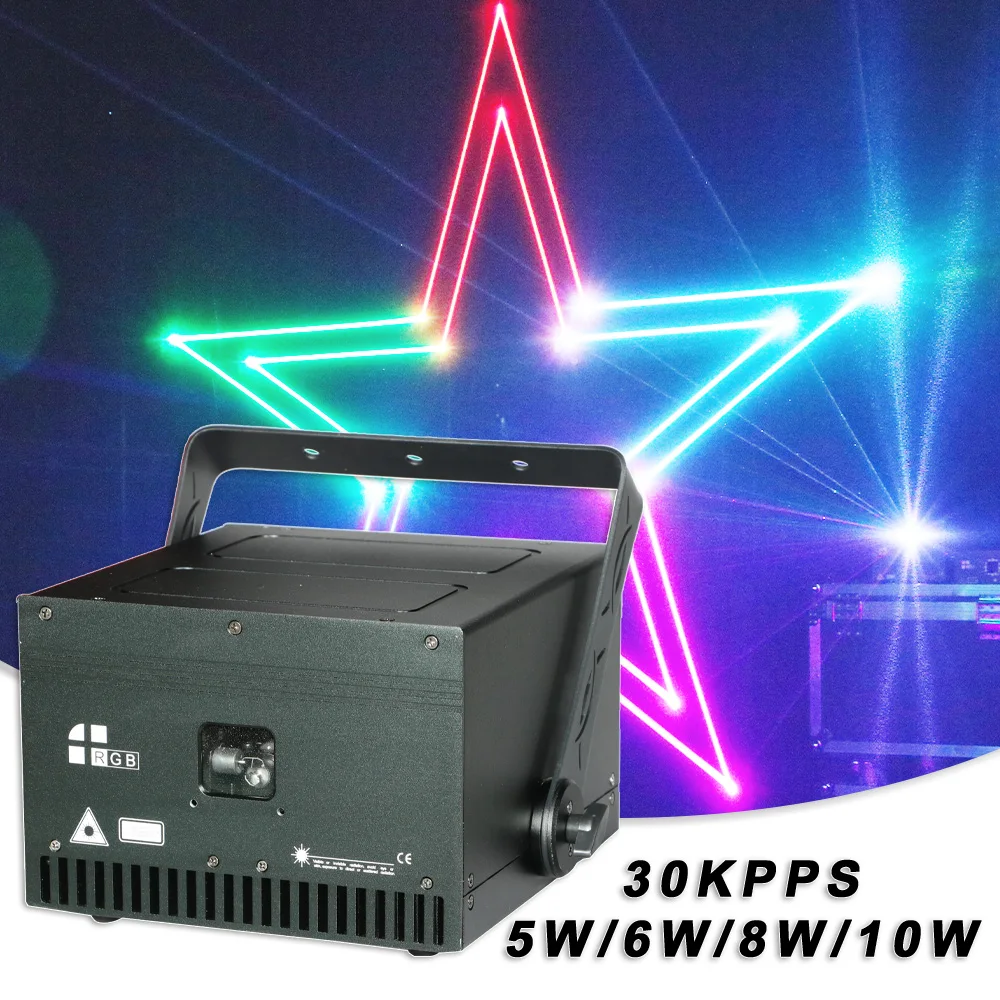 

5W 6W 8W 10W Animation RGB Laser Projector 30Kpps Scanner Beam Laser Lighting Show Dj Disco Lamp Christmas Party Stage