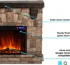 Alpine LED Electric Fireplace Stove with Faux Wood and Stone Mantel - Remote - 3D Log and Fire 11.6"D X 44.9"W X 40.2"H 2
