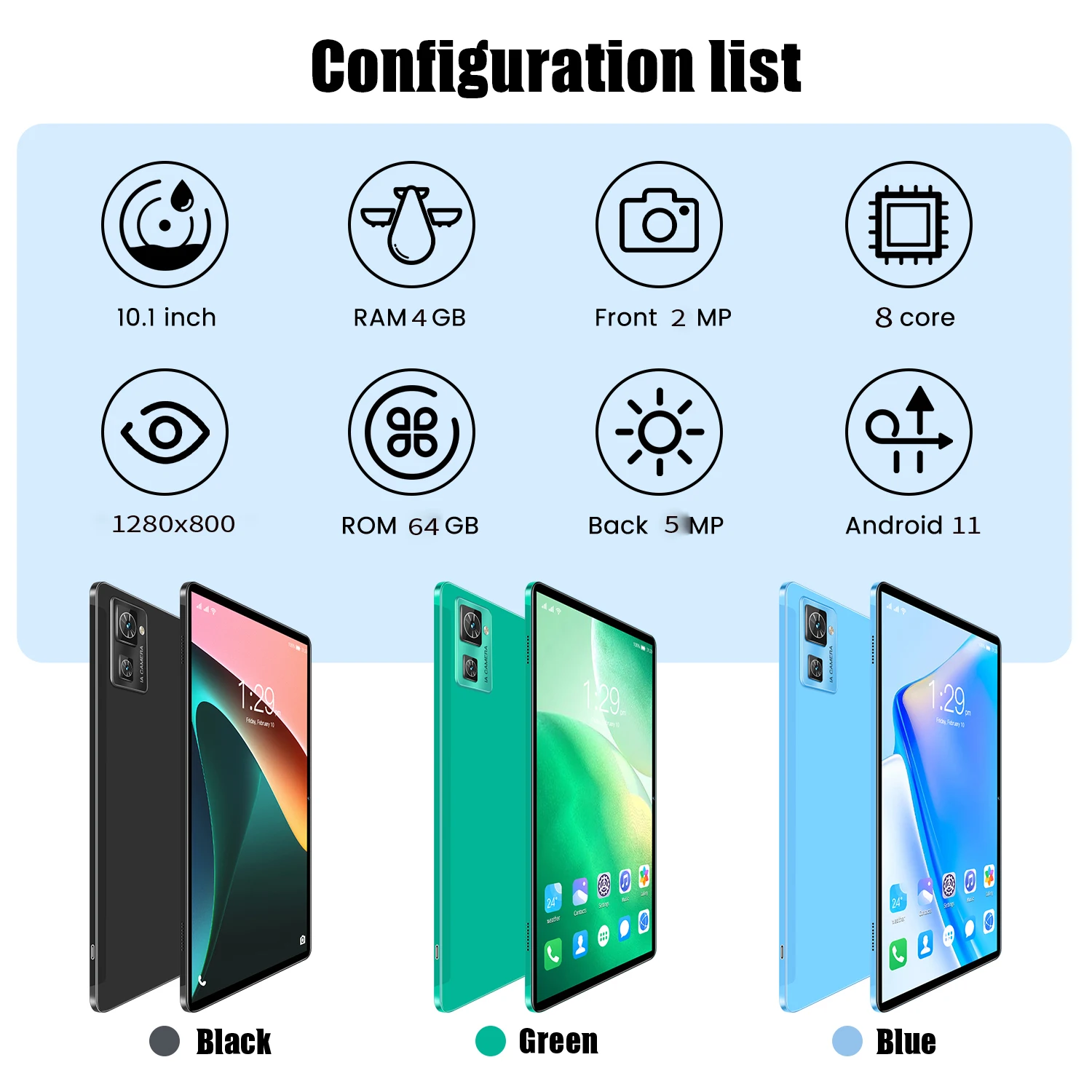 [New Product] Global R12 Version Android 11 Tablet 10.1-inch 4GB+64GB Dual Card Dual Camera support Google 2MP+5MP Camera 3G/4G 2