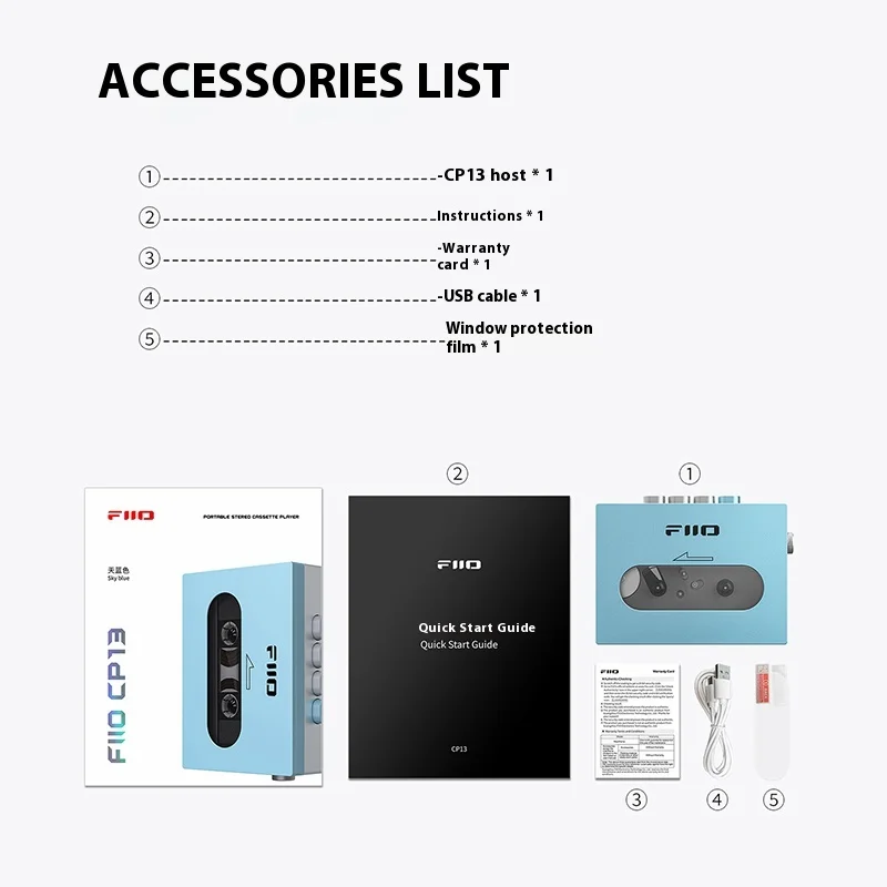 FiiO CP13 Portable Stereo Cassette Music Player Walkman 13 hours 1800 mAh Battery Life Dual-Mode 4.2V Power Supply Pk Mp3 Player