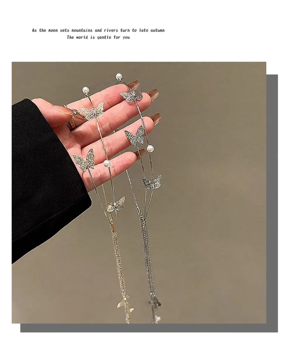 Modisches Schmetterling-Haarband mit Fransen und Strass, Handgefertigter Haarreif aus Legierung, Kristall-Haaraccessoires, Damen-Tiara, Frauen-Accessoires – Detail 9