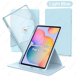 Transparent 360 - Degree Rotating Tablet Case with Pen Holder (Light Blue)