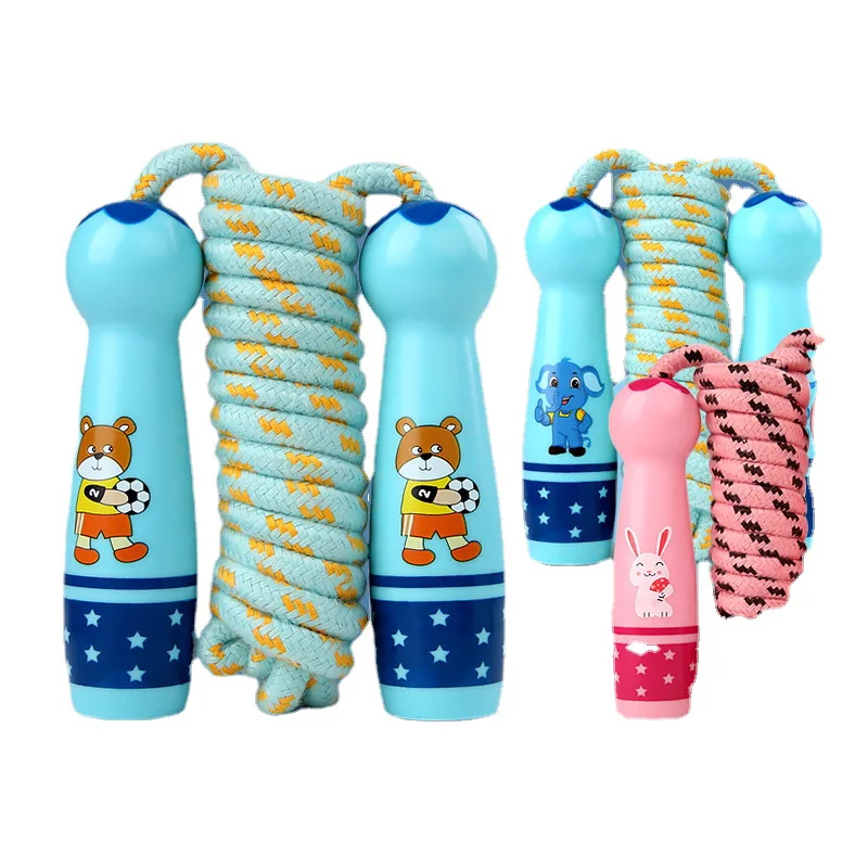 

Jump Rope Toys Children Wooden Primary School Sports Kindergarten Beginners Boys and Girls Jump Rope Wooden Handle Cotton Rope