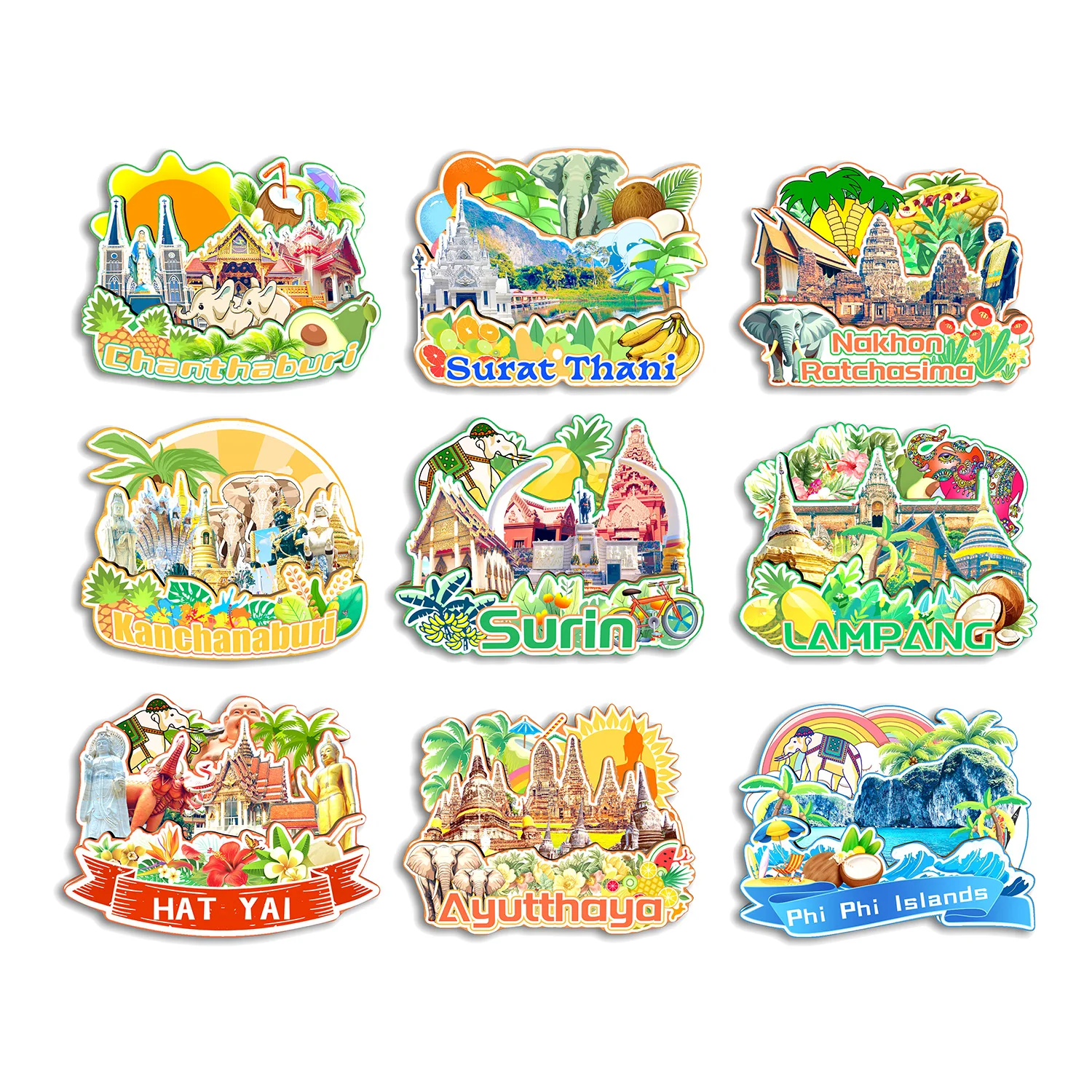 Sombrero de Ayutthaya de las Islas Phi Phi, Yai Lanpang Kanchanaburi Nakhon  Ratchasina Senin Thani Tailandia, imán para nevera, regalo de recuerdo de  viaje - AliExpress, image size:1500x1500