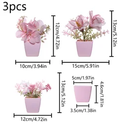 Set of 3 Lifelike Mini Potted Plants for Home and Office Decor (PURPLE)