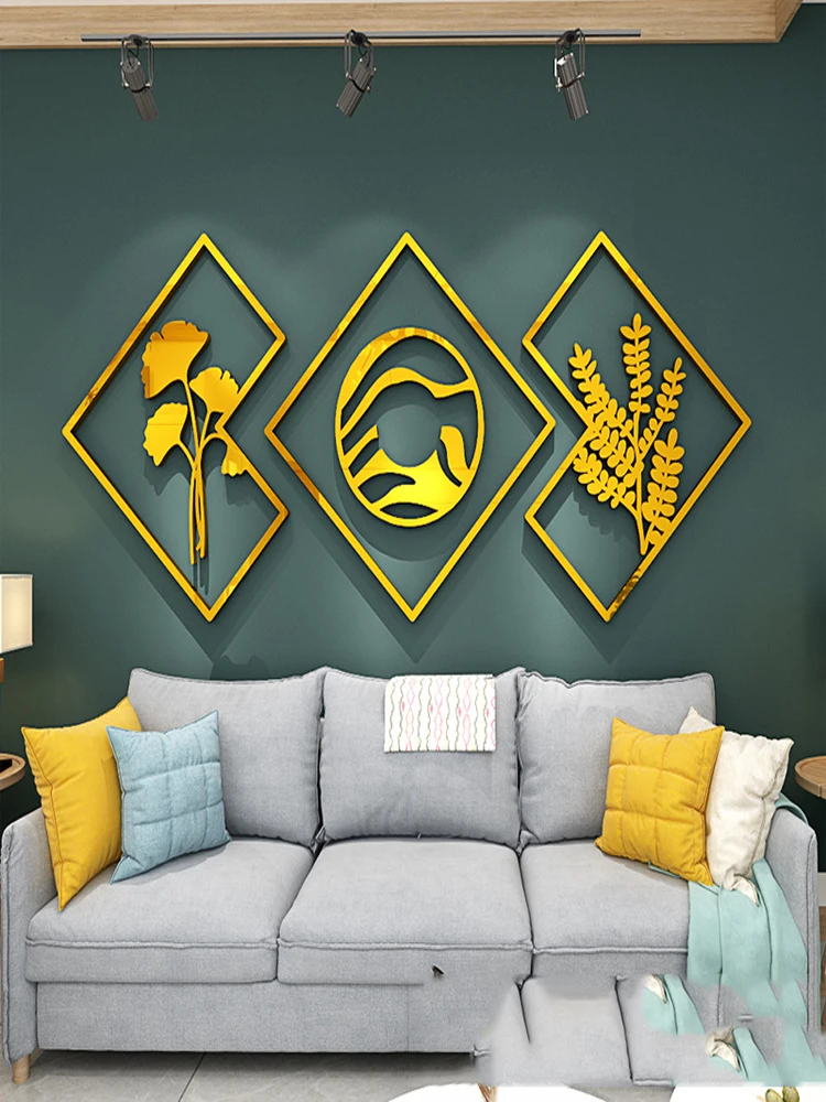 

Mirror Triptych 3D Three-Dimensional Acrylic Custom Modern Minimalist Sofa Background Wall Fuyu Decorative Stickers