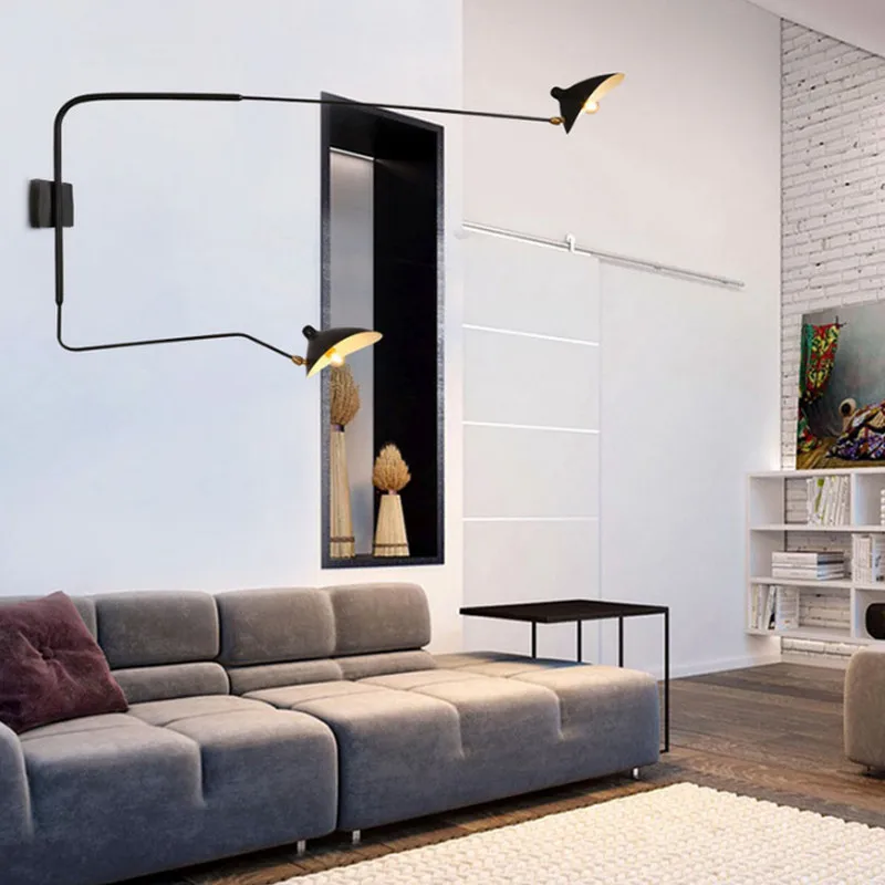 Industrial Dawn Spider Serge Mouille Wall Lamp with Swtich LED Designer Adjustable Swing Arm Wall Mounted Art Decor Home Loft 5