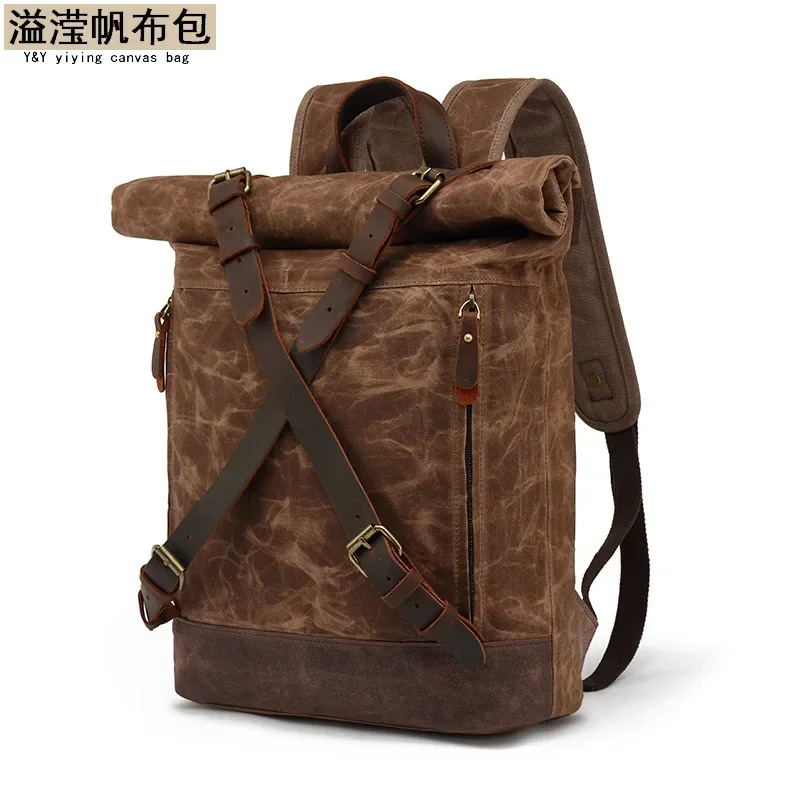 Waterproof Oil Wax Canvas Backpack for Men
