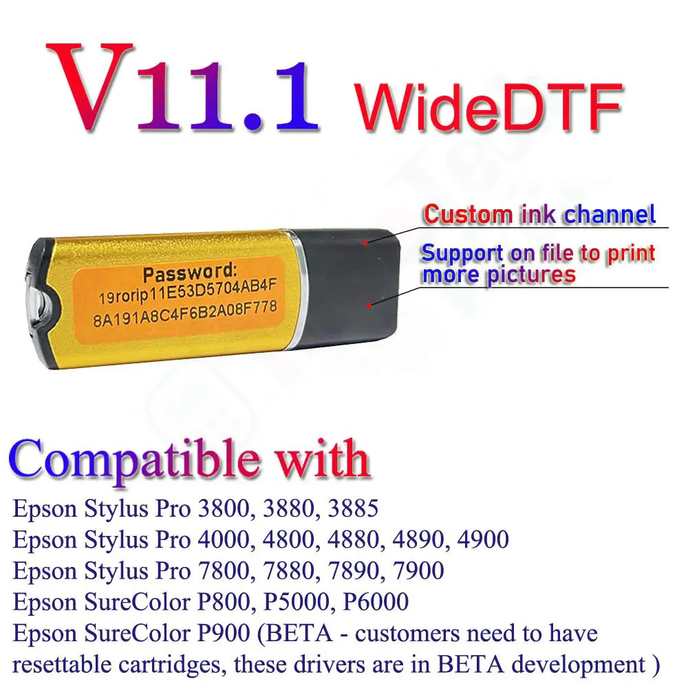 Wide Format Printer Dtf Uv Rip Software Program Ver 11 Dongle Key Epson 4900 1390 L800 9900 3800 4800 7800 P800 7900 P5000 P6000 - 5