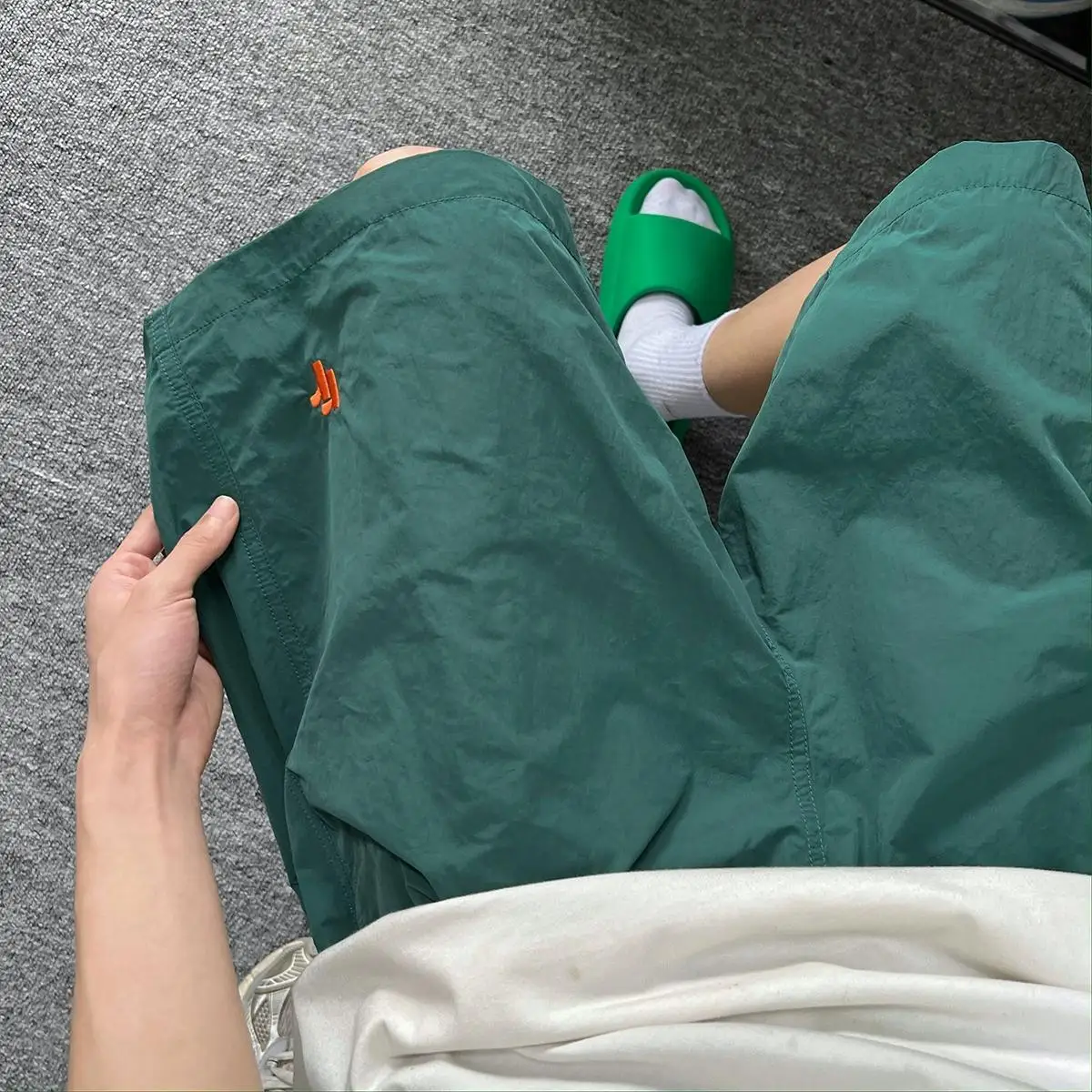 Embroidery Ice Silk Quick Drying Shorts Men Clothing Summer Trendy Loose Thin Basketball Pants Casual Breathable Beach Pants