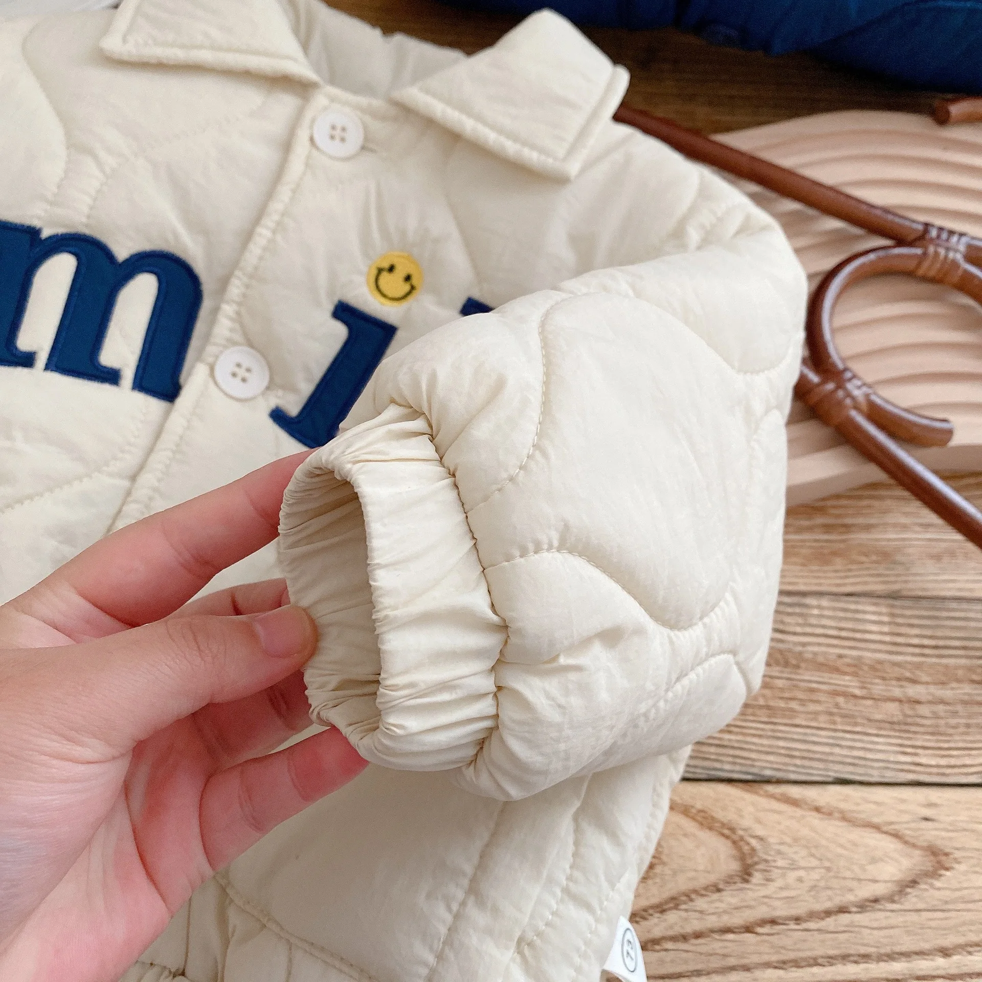 Children Jackets Winter Children's Clothing Baby Boys Smile Jacket Coats Kids Cotton Clothes Toddler Girls Lapel Outerwear Embroidery Tops 0-6Yrs